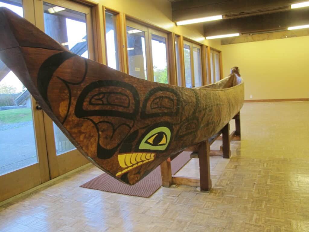 Canoe inside Daybreak Star Indian Cultural Center